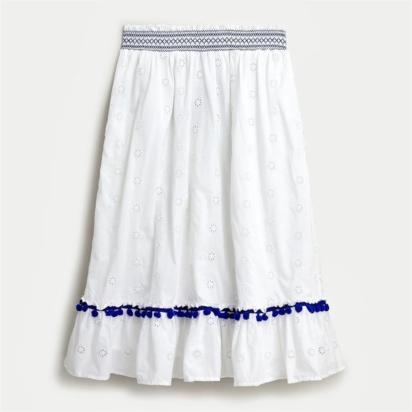 J. Crew Dresses & Skirts - J Crew Eyelet Midi Skirt White Cotton NWT AO822